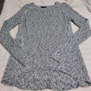 a.n.a Marled Gray Knit Sweater Cabincore Comfy Cozy Longline Relaxed Fit